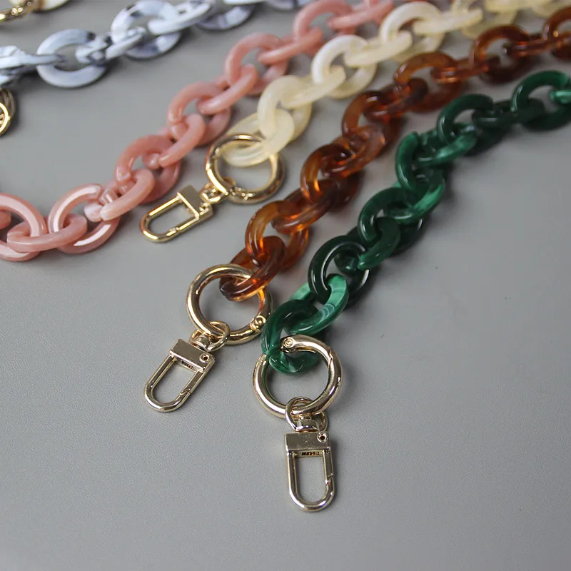 DIY New Fashion Woman Handbag Accessory Chain Beige Pink White Green Resin Amber Luxury Strap Women Clutch Shoulder Purse Chain - Image 3